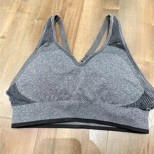 Puma Gray Sports Bra with Wide Straps and V-Neck